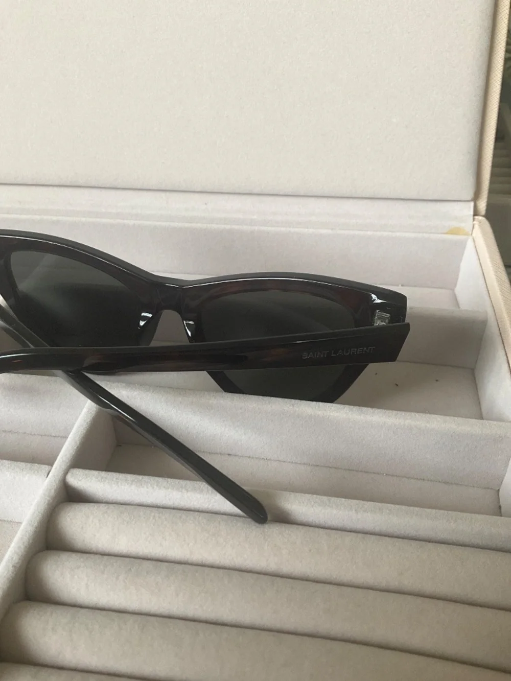 SAINT LAURENT 425 YSL SL425 003 Brown Havana Green Cat Eye Classic Sunglasses